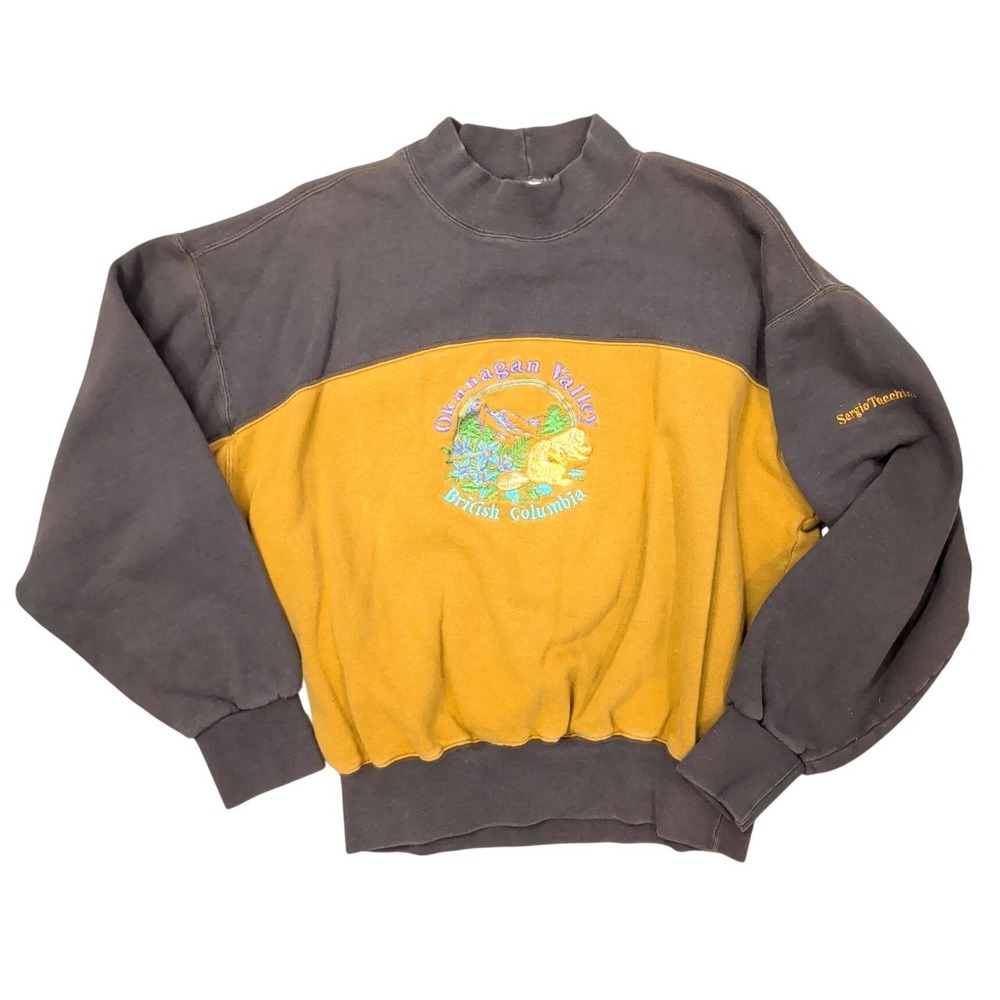 Vintage Sergio Tacchini Okanagan British Columbia Sweatshirt Brown 80s 90s Italy